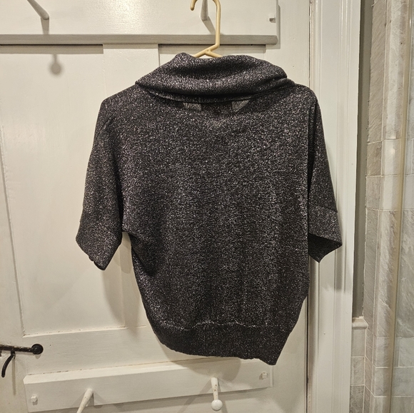 Michael Kors Metallic Grey Short Sleeve Cowl Neck Sweater - Picture 4 of 5